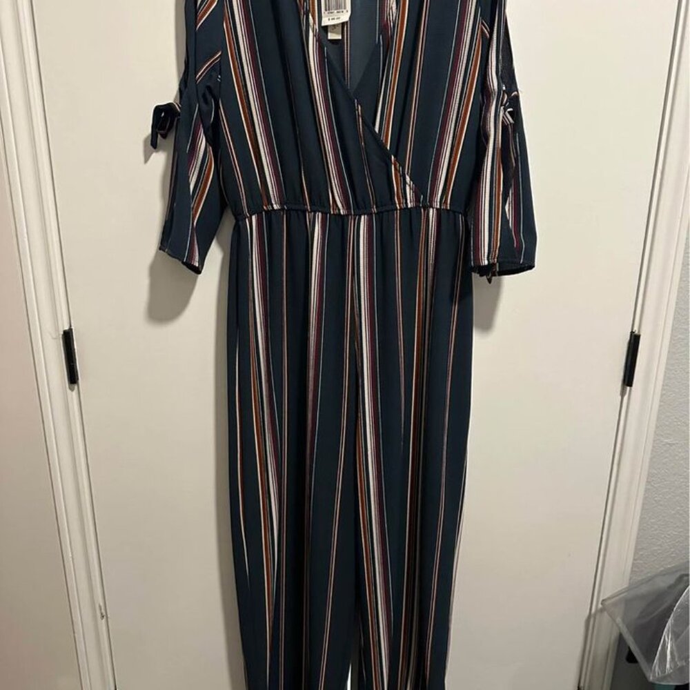 Speechless Striped Pant Suit Half Sleeve